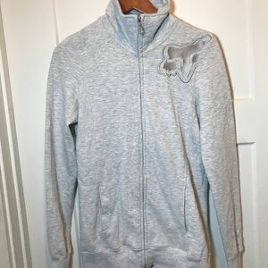 ❤ FOX Gray Logo Zip Up Jacket Size L